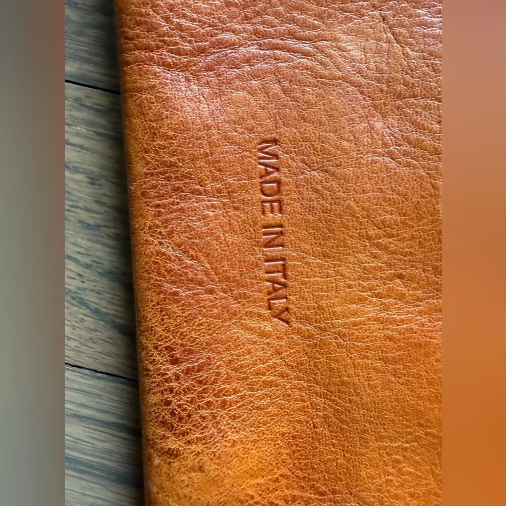 Elegant Orange Leather Money Clip with Studded Design